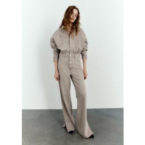 Zara Denim Jumpsuit, Taupe Grey